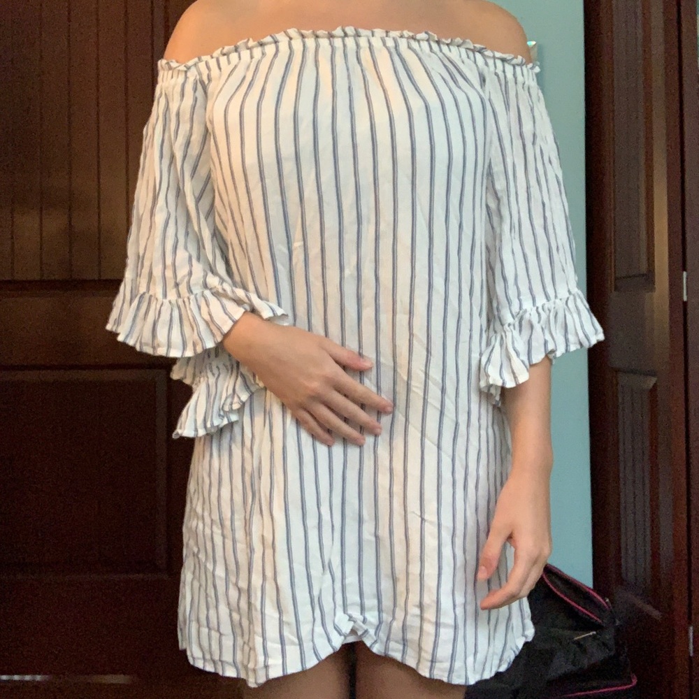 American Eagle Outfitters off the shoulder striped dress